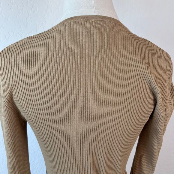 Vintage 90s Y2K Beige Wrap Top Size PS V Neck Ribbed 3/4 Sleeve - Picture 8 of 11